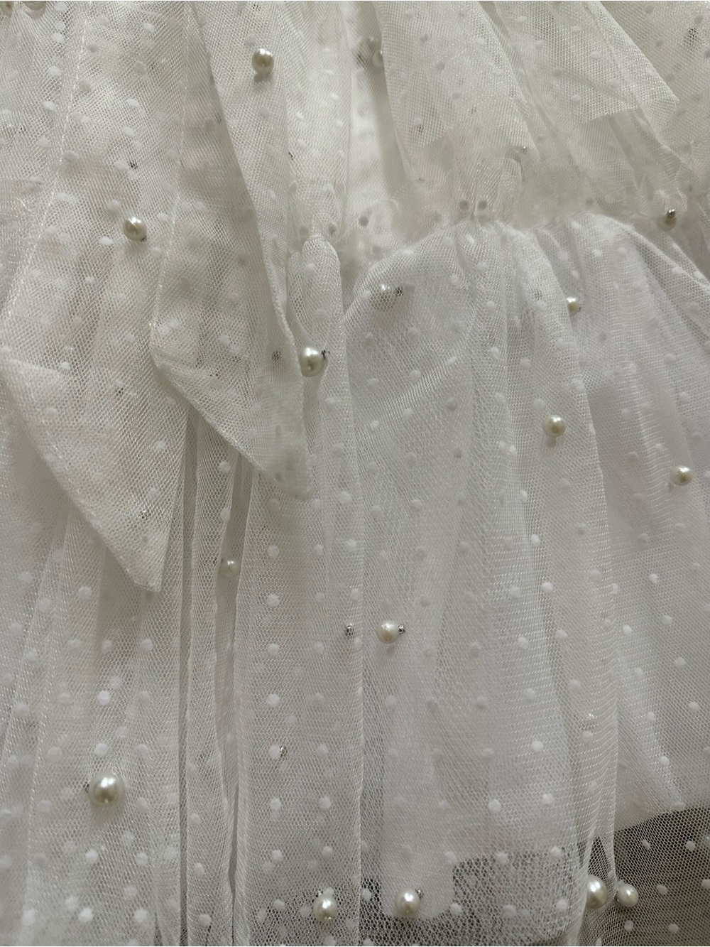 Francesca’s Limelight White Tulle Pearl Mini Dress Small NWT Bridal Shower Party - Picture 6 of 6